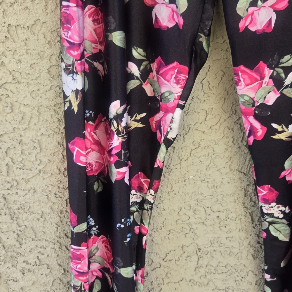 FANII black Satin Floral Leggings - Picture 4 of 8